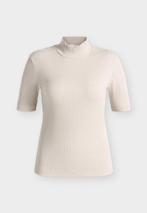 Marc O'Polo, JERSEY T-SHIRTS SHORTSLEEVE, TURTLE NECK - Обикновена тениска - natural