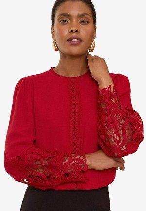 CUFF CREW NECK - Bluse - red