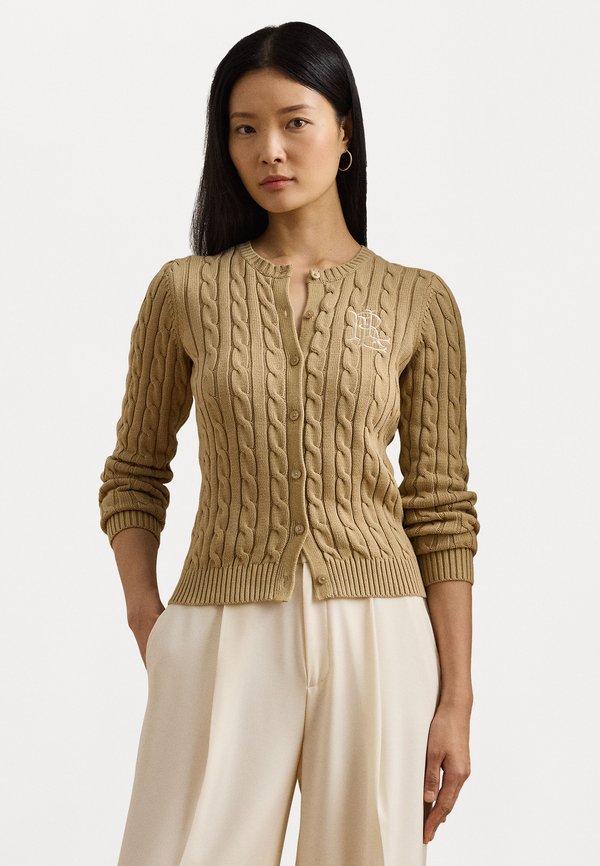 CABLE KNIT COTTON CARDIGAN - Cardigan - beige