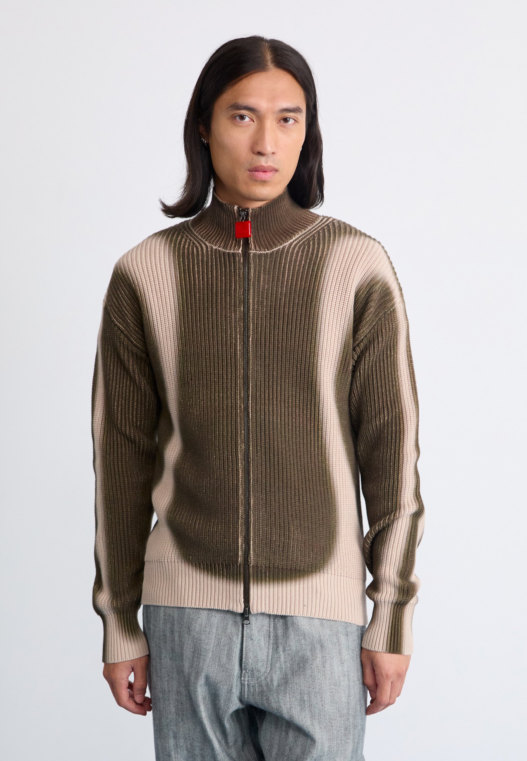 77toai1126 The New Originals FISHERMAN CURVE ZIP UP - Vest - acid brown/cream