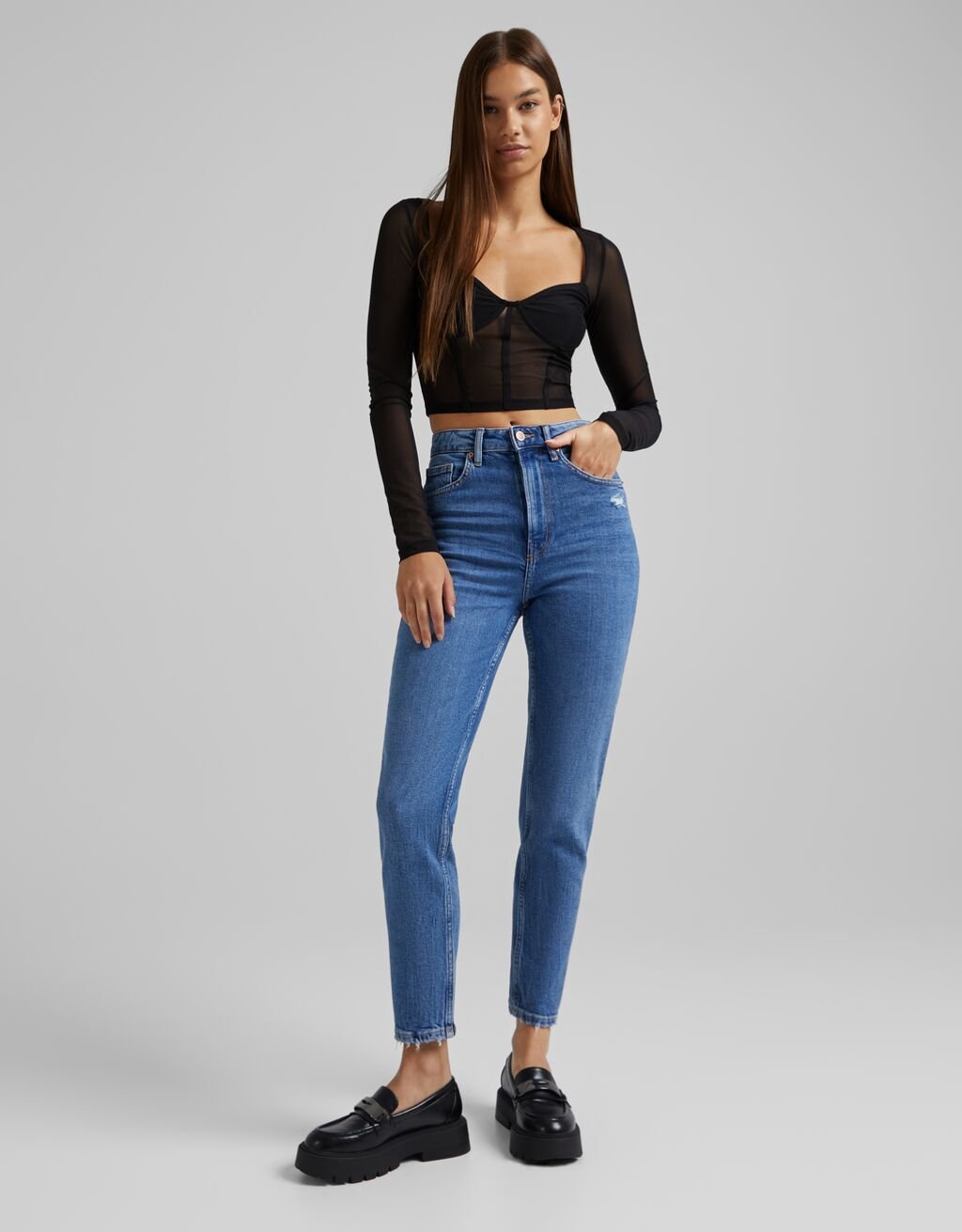 Bershka MOM - Jeans slim fit - blue/blu scuro - Zalando.it