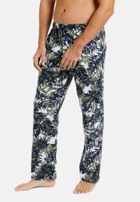 HAASIS Bodywear 1919 LANG ALLOVERPRINT MIT SEITENTASCHEN - Pyjama bottoms - navy dschungel