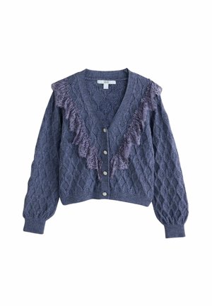 Next, LACE TRIM GEM BUTTON LONG SLEEVE CARDIGAN - Cardigan - purple