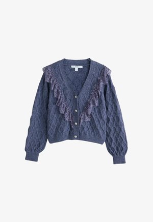 Next, LACE TRIM GEM BUTTON LONG SLEEVE CARDIGAN - Cardigan - purple