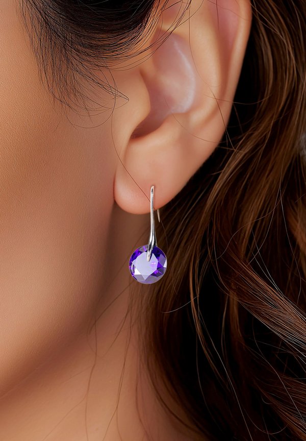 CRYSTAL ZIRCON MIT GROSSEM GESCHLIFFENEM  - Ohrringe - purple