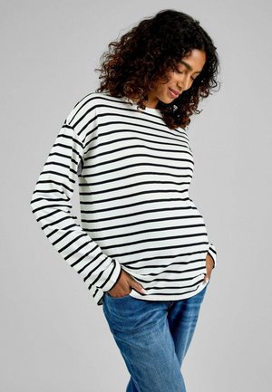 STRIPE LONG SLEEEVE-REGULAR FIT
 - Top s dlhým rukávom - black cream stripe