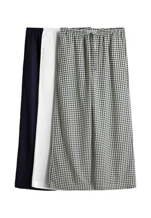 THE SET WIDE LEG  - Bukser - white navy blue gingham