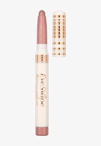 Cremiger Pinsel-Augenstift in metallischem Rosé-Ton. Verfügt über ein Drehmechanismus-Design mit einem weißen Grundkörper und einem transparenten Deckel mit goldenen Streifen.