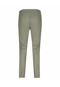Lys grønne bukser med elastisk talje, tætsiddende pasform og to sidelommer. Materialet ser glat ud med minimal detaljer.