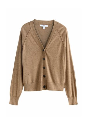 REGULAR FIT - SOFT TOUCH V-NECK BUTTON UP - Kardigán - camel