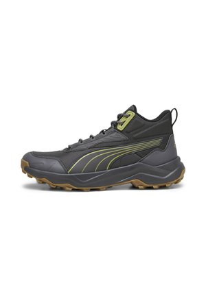 Puma OBSTRUCT PRO MID  - Vaelluskengät - dark coal gum kiwi green