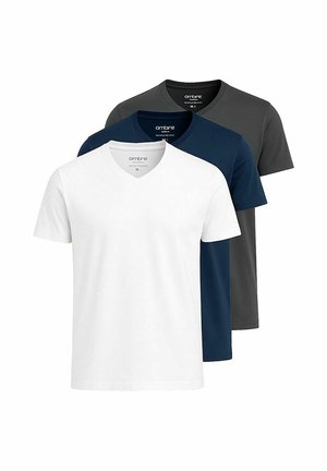 SET OF 3 - T-Shirt basic - navy dark grey white