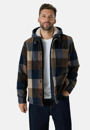 REGULAR FIT - BORG LINED CHECK HOODED - Light jacket - navy