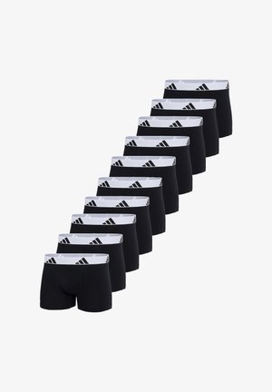 Czarne bokserki z białym elastycznym pasem, z czarnym logo, wyeksponowane w rzędzie. Miękka tkanina, dopasowany krój, standardowa długość.