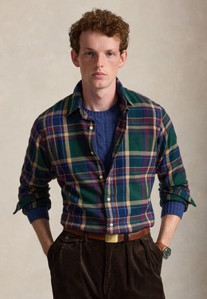 Polo Ralph Lauren, CUSTOM FIT PLAID FLANNEL SHIRT - Chemise - forest/burgundy