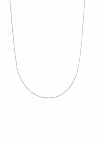 Silverkedja med en slät, rund design. Har ett fint, delikat länk mönster och en glänsande metallisk yta.