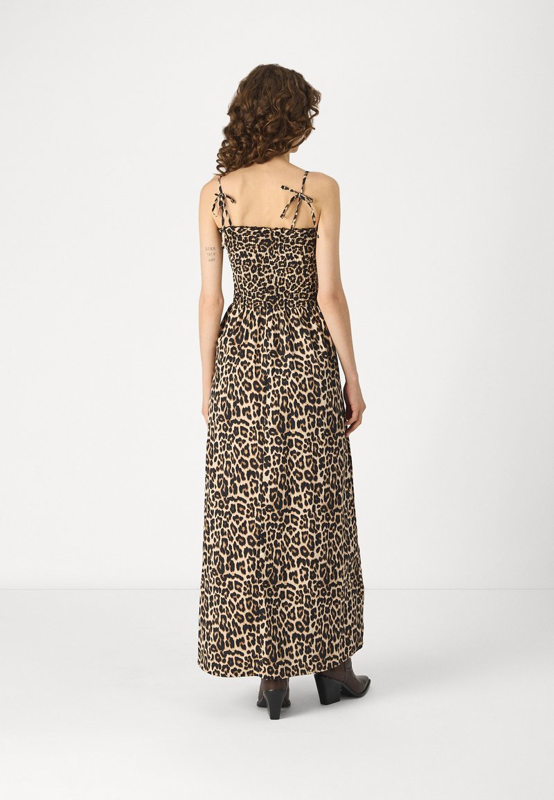 ONLY ONLCLARA SMOCK BOW DRESS - Maxikleid - black/leo/schwarz 