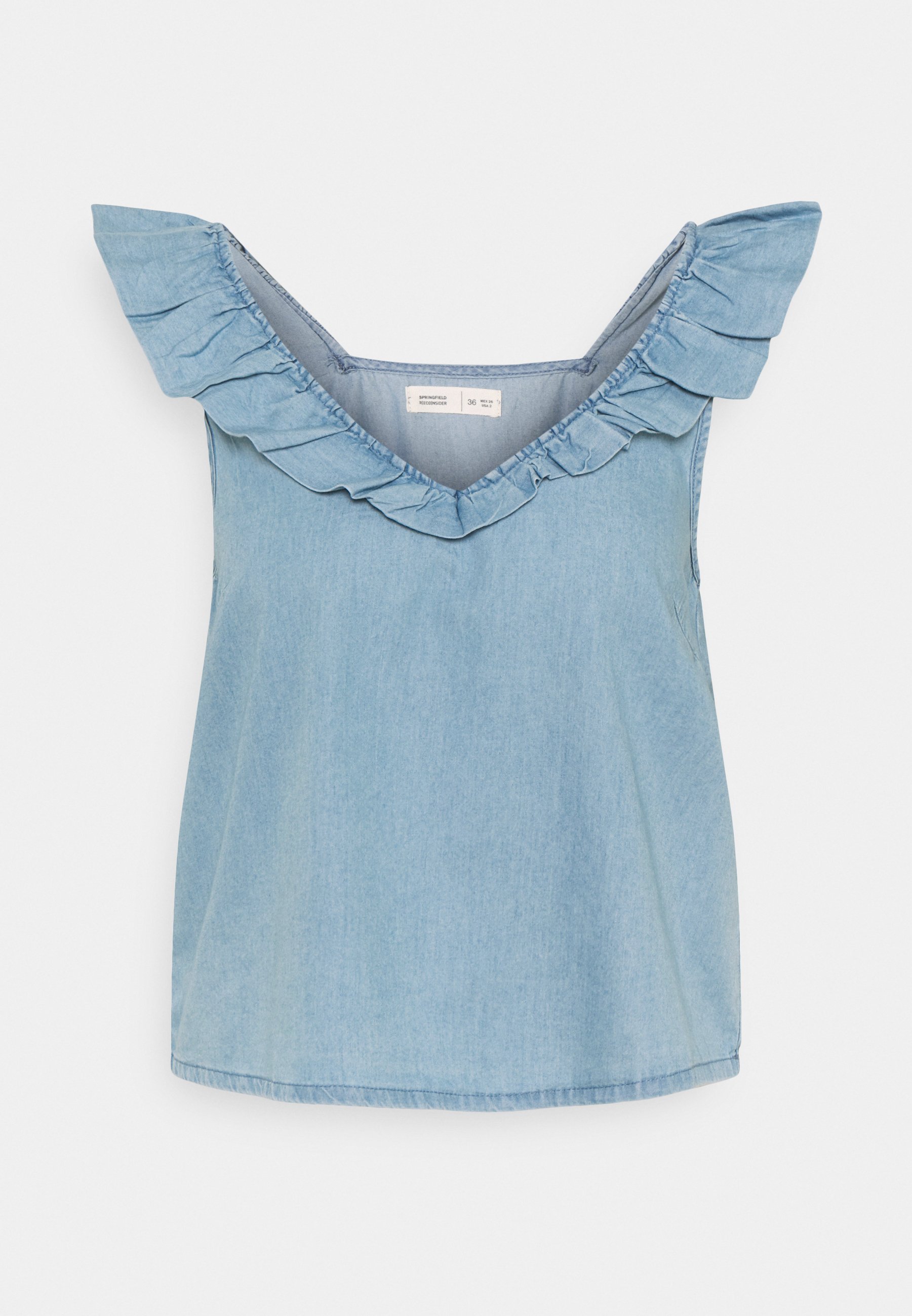 Springfield 8.GYM. CAMISA VOLAN - Top - medium blue/azul claro - Zalando.es
