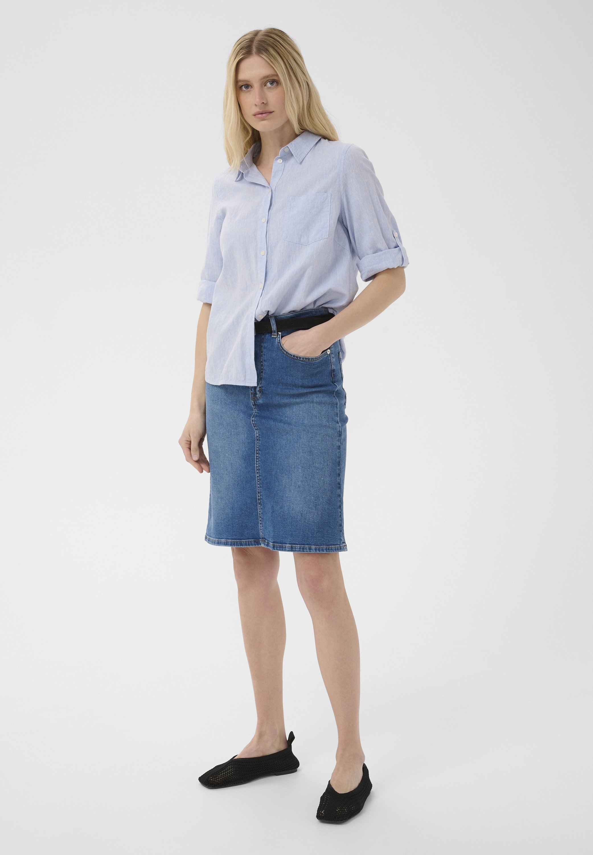 Part Two LEJAPW SKIRT - Pencil skirt - medium blue denim/light