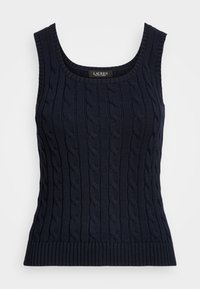 CABLE-KNIT SLEEVELESS SWEATER - Μπλούζα - navy