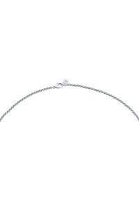 Collana in argento con un design a spirale, dotata di chiusura a moschettone e di un piccolo tag con logo vicino alla chiusura.
