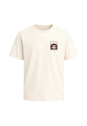 Neverless, HERREN T-SHIRT - DESIGN MOUNT FUJI - OVERSIZED RELAXED FIT - Print T-shirt - relaxed-fit hell-beige
