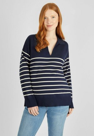 STRIPE COLLARED MATERNITY NURSING - Stickad tröja - navy