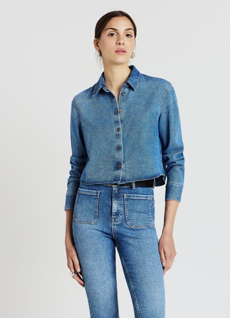 Calliope CROP  - Camicia - blu denim medio