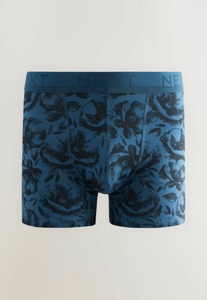 Tamsiai mėlynos bokso apatinės kelnaitės su juodais gėlės raštais, pagamintos iš tamprios medžiagos. Juostos viršus yra su įspaudu "NEXT."