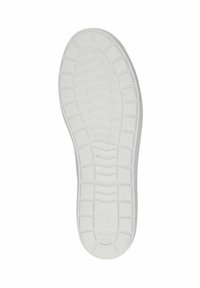 Fehér sneaker talp, textúrált, gumis felülettel. Mintás talprésze a tapadás érdekében, sima széllel, amely a kényelmet és a rugalmasságot célozza meg.
