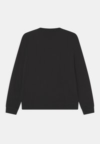 Felpa nera a maniche lunghe con collo rotondo, realizzata in un tessuto morbido. Il design presenta linee pulite e cuciture su polsini e orlo.