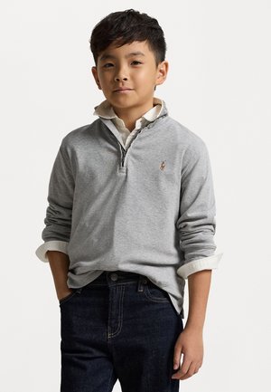COTTON INTERLOCK QUARTER-ZIP PULLOVER - Top s dlhým rukávom - andover heather
