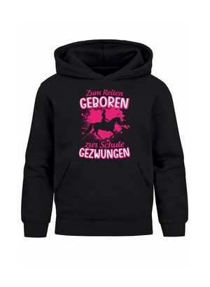 PFERDE AUFDRUCLK SPRUCH LUSTIG ZUM REITEN GEBOREN - Kapuzenpullover - schwarz