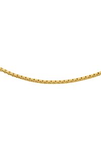Goldkette mit ineinandergreifenden Gliedern, glatter Oberfläche und einheitlichem Erscheinungsbild. Designed für den Alltag oder zum Layering.