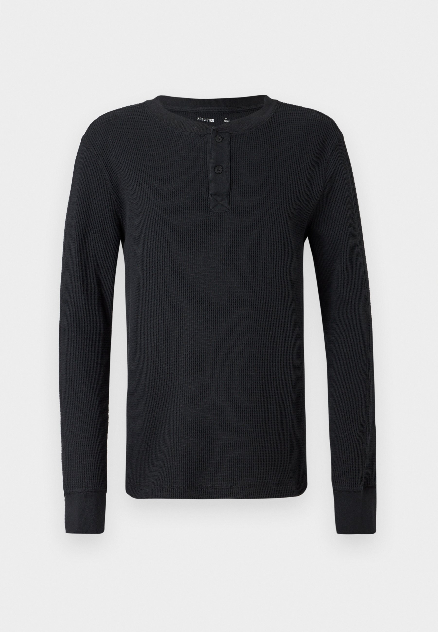 Hollister Co. THERMAL HENLEY - Long sleeved top - black - Zalando