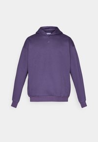 Paarse hoodie met een kangoeroezak, geribbelde boorden en zoom. Voorzien van een klein logo op de borst. Gemaakt van zachte, gestructureerde stof.