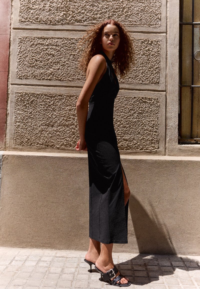 bershka black midi dress HALTERNECK - - Day dress - Color:Black Blue Black Boys Satin Dress one donut