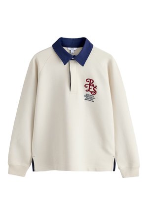 Next REGULAR FIT - CONTRAST COLLAR LONG SLEEVE GRAPHIC EMBROIDERED RUGBY SHIRT . - Pikkade varrukatega topp - ecru