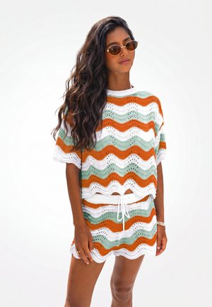 Cupshe, CHIC WAVES CROCHET COVER UP - Doplnky na pláž - orange  white