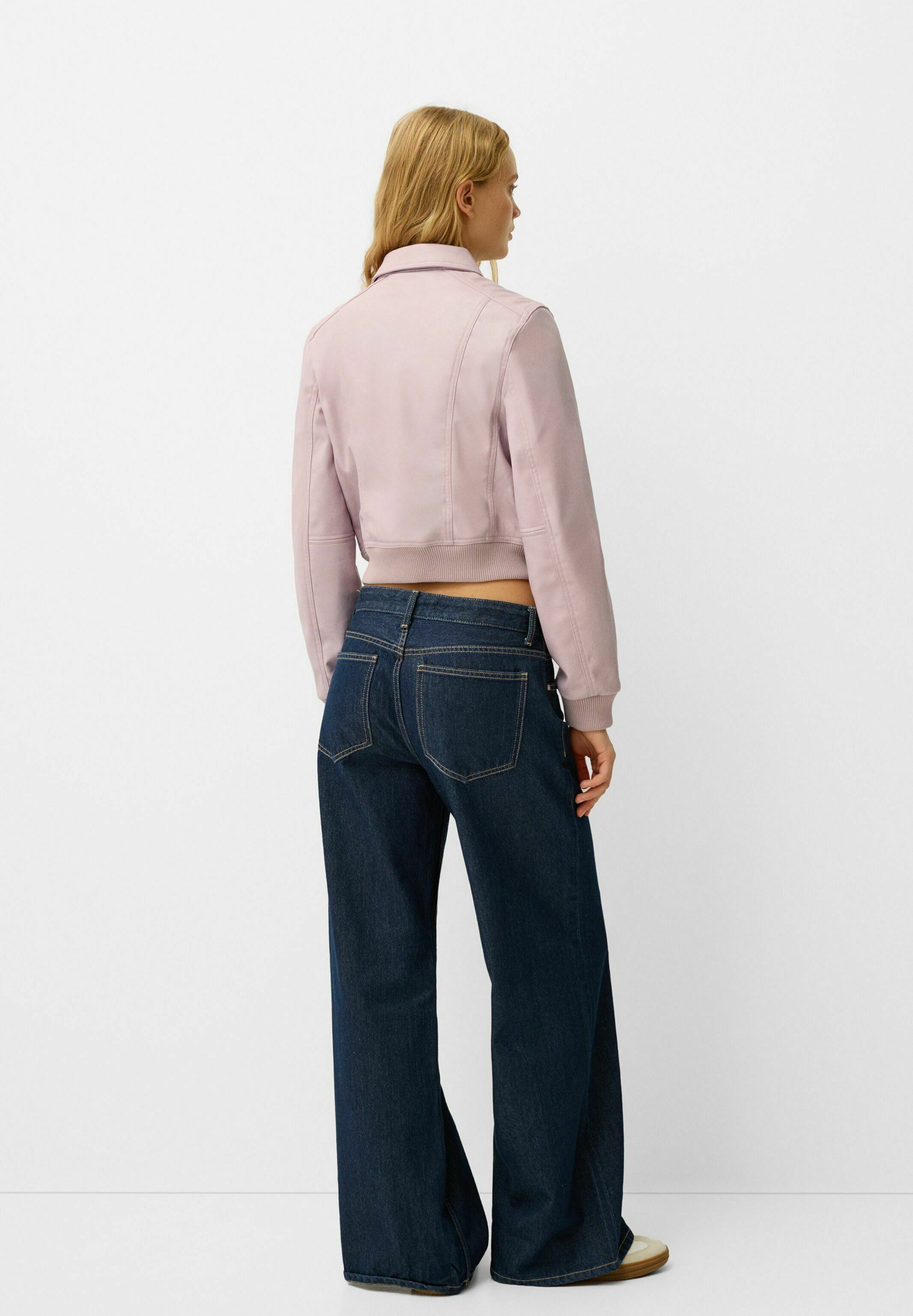 Bershka EFFECT - Faux leather jacket - light pink - Zalando