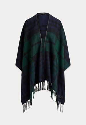 Lauren Ralph Lauren, PLAID FRINGE-TRIM RUANA - Пелерина - navy/green