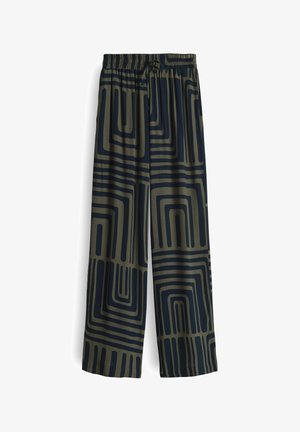 OPUS PANTS, HIGH RISE LONG WIDE FIT PRINT - Broek - olive leaf