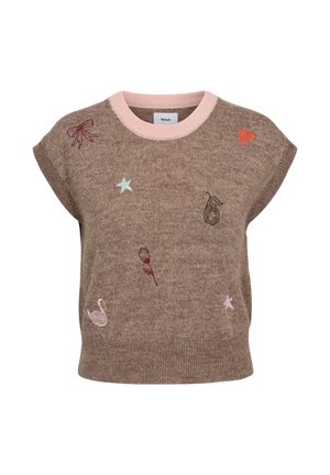 Nümph, NUYPPA EMBROIDERY VEST - T-shirt imprimé - taupe gray melange