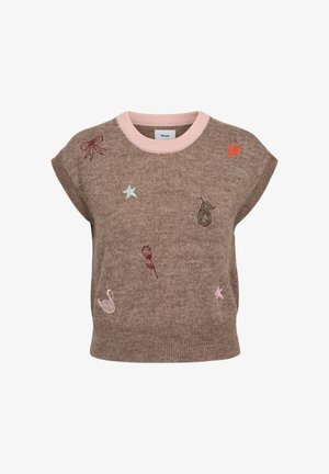 Nümph, NUYPPA EMBROIDERY VEST - T-shirt imprimé - taupe gray melange