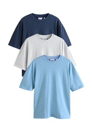 HEAVYWEIGHT 3 PACK - T-shirt basic - grey light blue navy blue marls