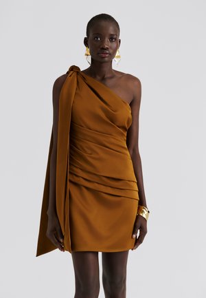 NELLY DRAPED ONE SHOULDER MINI DRESS - Kjole - amber