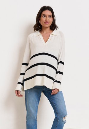 Seraphine, REGULAR FIT MATERNITY COLLARED - Trui - white/black stripe