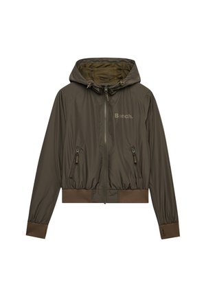 Bench, BENCH X SUPERDRY &AMP; CO BENCH HOODED SHELL BOMBER JACKET - Overgangsjakke - black olive  chocolate chip