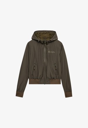 Bench, BENCH X SUPERDRY & CO BENCH HOODED SHELL BOMBER JACKET - Overgangsjakke - black olive chocolate chip