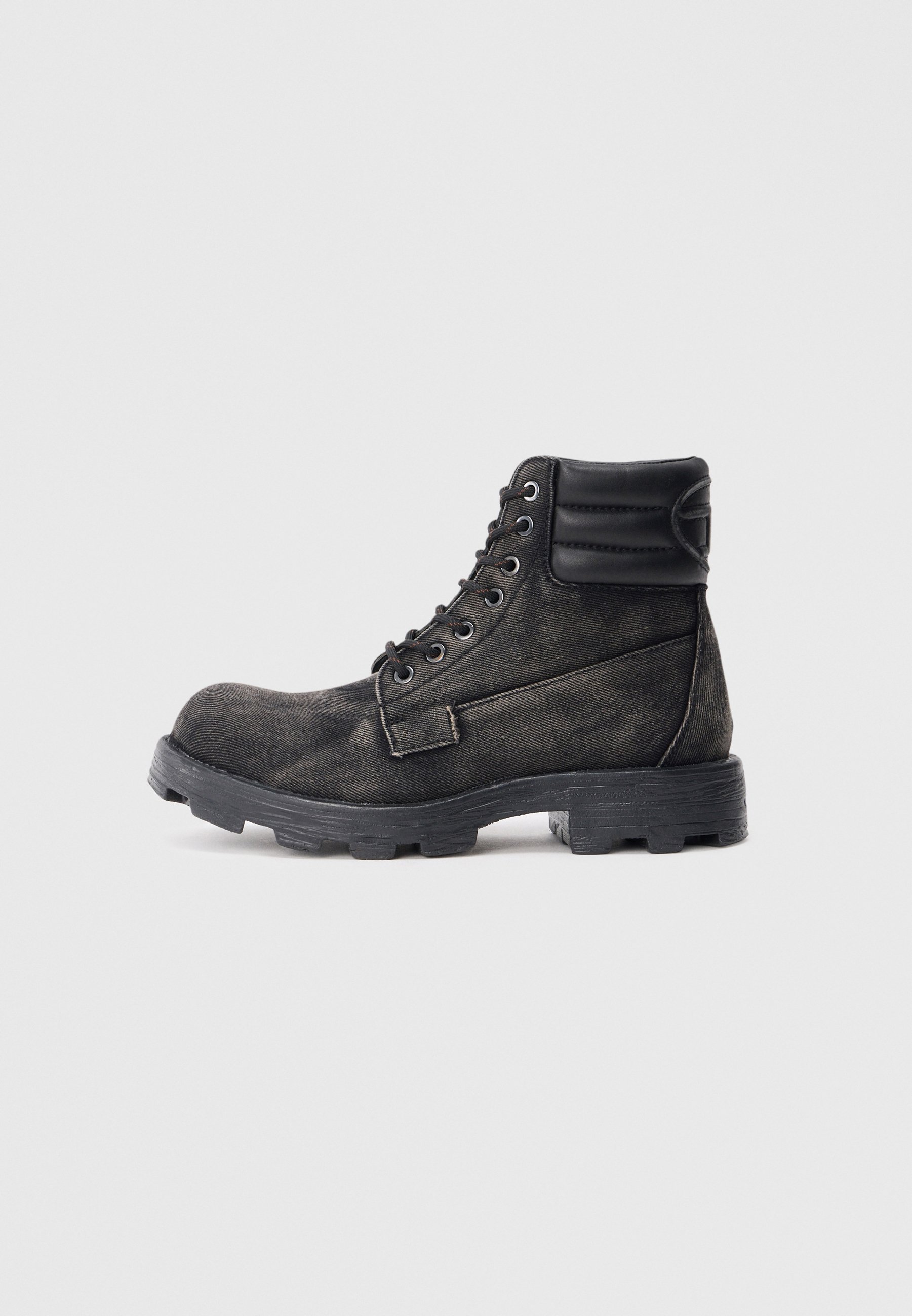 Diesel D HAMMER - Lace-up ankle boots - black/black denim - Zalando.ie
